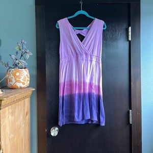 Prana purple tie die T-shirt dress sz L